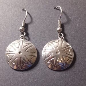 Coin Silver Stamped Arrowheads Design Dangle Earrings